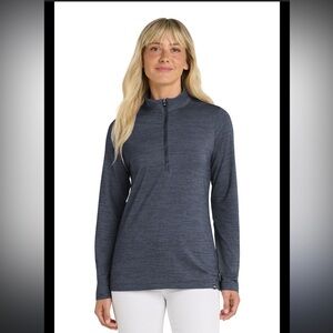 NEW! Travis Mathew Womens S Crestview 1/4 Zip Vintage Indigo Heath Long Sleeve